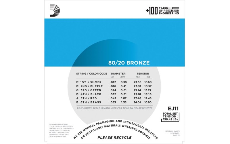 D'ADDARIO EJ11 - струны для акустической гитары