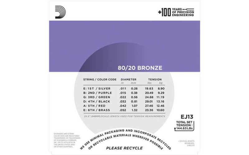 D'ADDARIO EJ13 - струны для акустической гитары