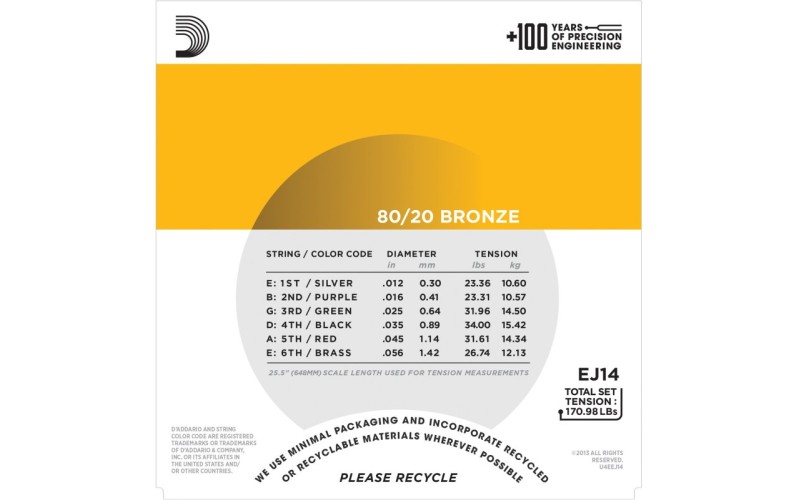 D'ADDARIO EJ14 - струны для акустической гитары