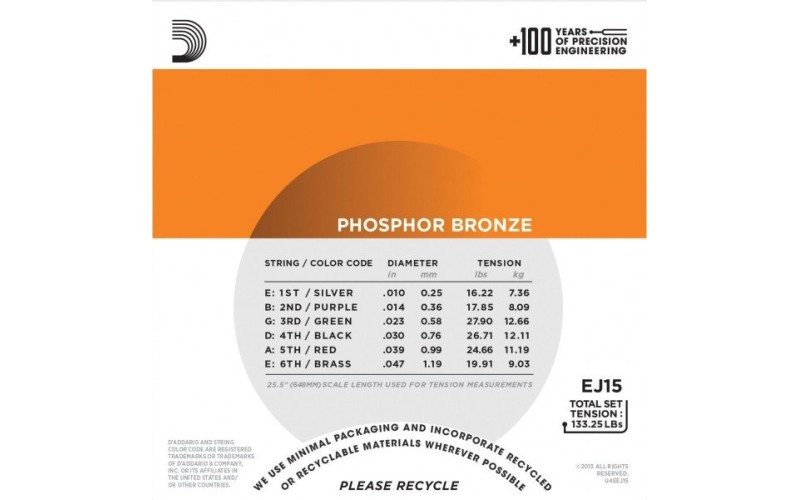 D'ADDARIO EJ15 - струны для акустической гитары