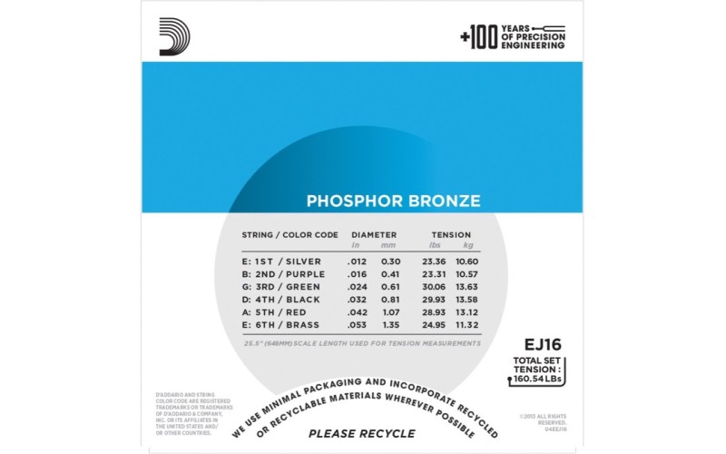 D'ADDARIO EJ16 - струны для акустической гитары