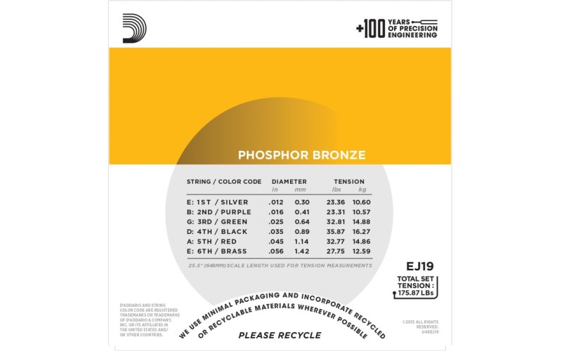 D'ADDARIO EJ19 - струны для акустической гитары