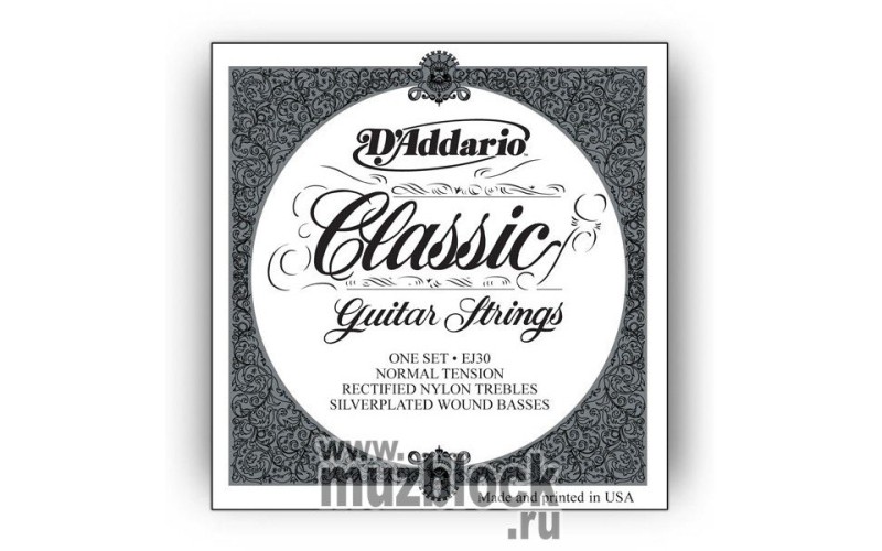 D'ADDARIO EJ30 - нейлоновые струны для классической гитары, среднее натяжение, Classics
