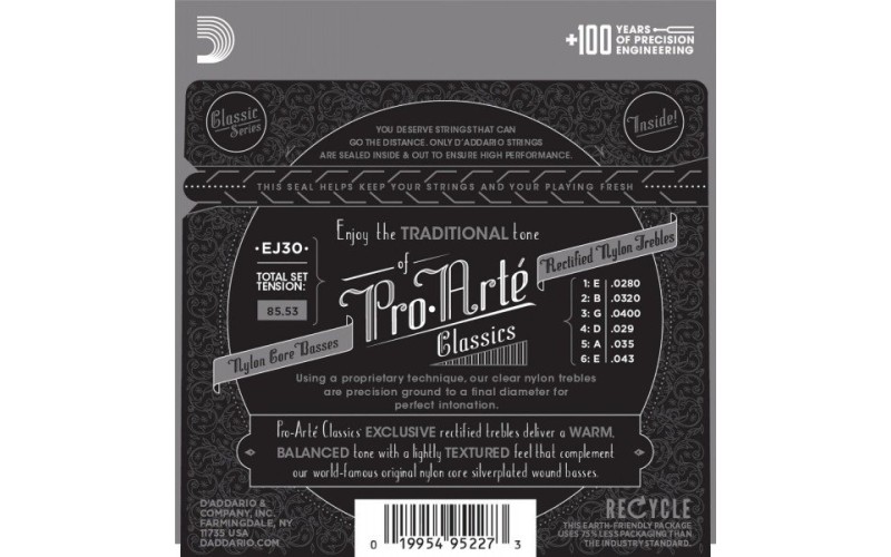 D'ADDARIO EJ30 - нейлоновые струны для классической гитары, среднее натяжение, Classics