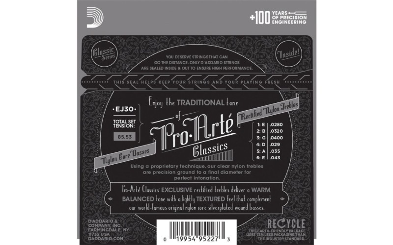 D'ADDARIO EJ30 - нейлоновые струны для классической гитары, среднее натяжение, Classics