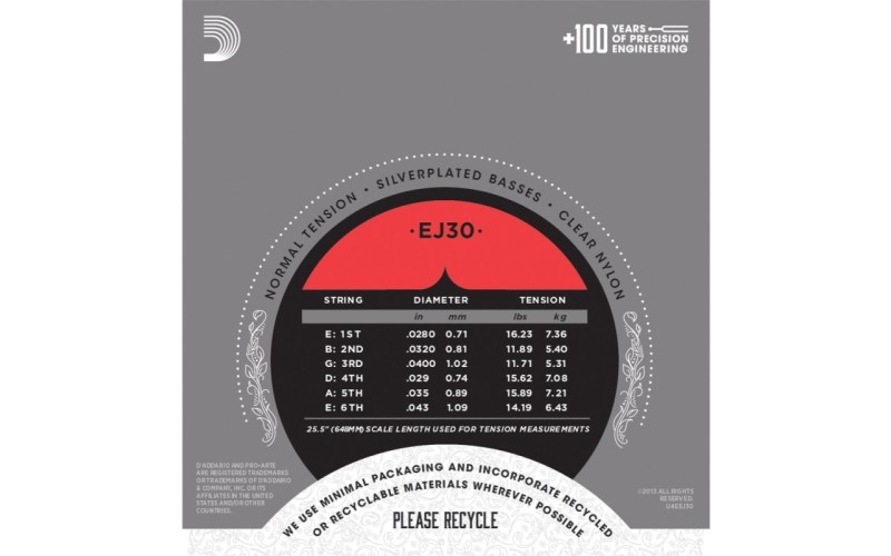 D'ADDARIO EJ30 - нейлоновые струны для классической гитары, среднее натяжение, Classics