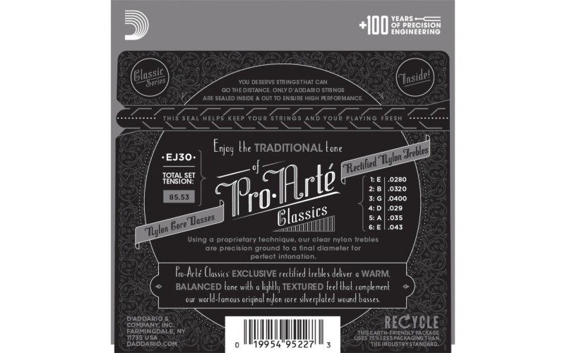 D'ADDARIO EJ30 - нейлоновые струны для классической гитары, среднее натяжение, Classics