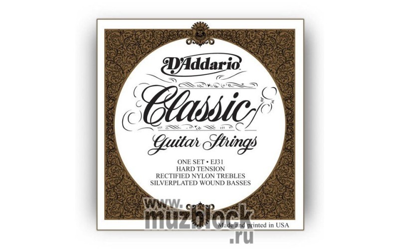 D'ADDARIO EJ31 - нейлоновые струны для классической гитары, сильное натяжение, Classics