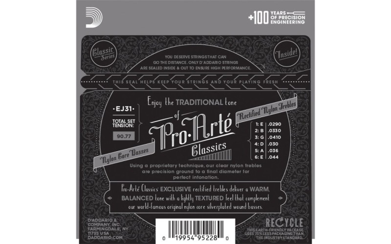 D'ADDARIO EJ31 - нейлоновые струны для классической гитары, сильное натяжение, Classics