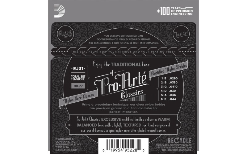 D'ADDARIO EJ31 - нейлоновые струны для классической гитары, сильное натяжение, Classics
