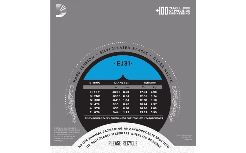 D'ADDARIO EJ31 - нейлоновые струны для классической гитары, сильное натяжение, Classics