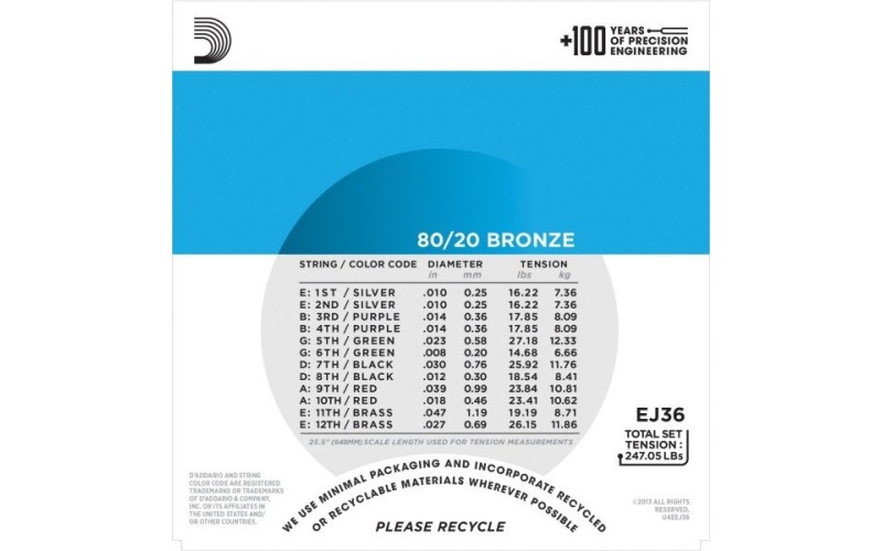 D'ADDARIO EJ36 - струны для 12-струнной гитары