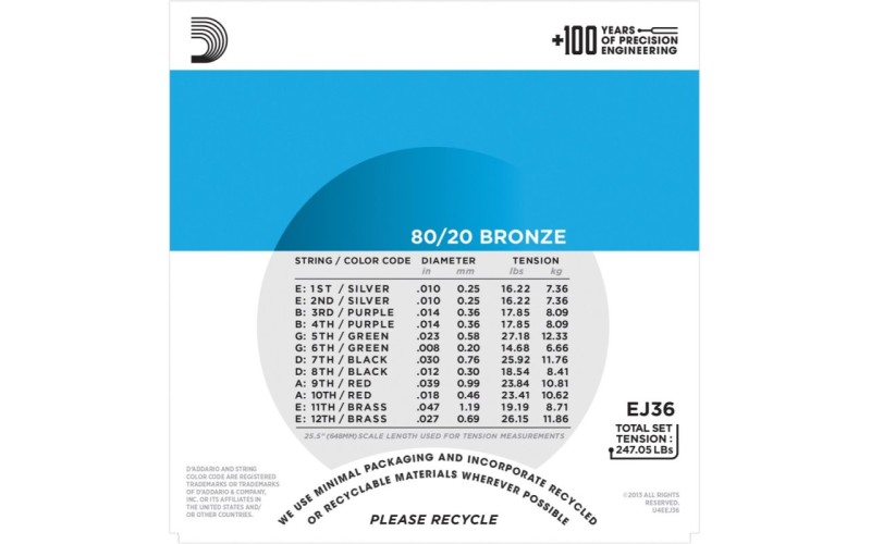 D'ADDARIO EJ36 - струны для 12-струнной гитары