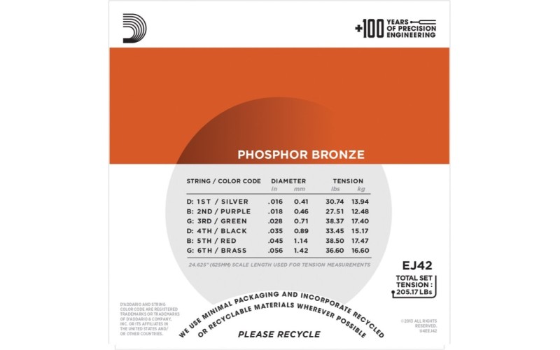 D'ADDARIO EJ42 - струны для акустической гитары