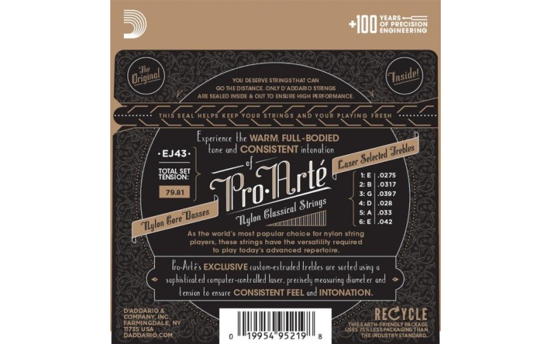 D'ADDARIO EJ43 - нейлоновые струны для классической гитары, легкое натяжение, Pro Arte