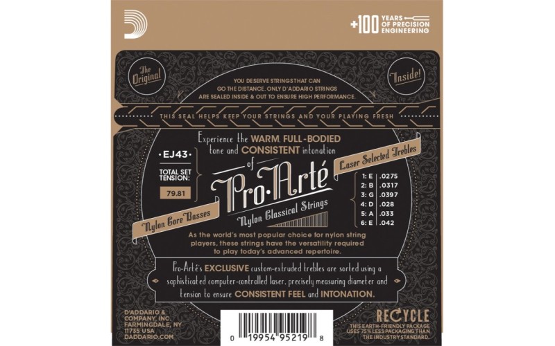 D'ADDARIO EJ43 - нейлоновые струны для классической гитары, легкое натяжение, Pro Arte