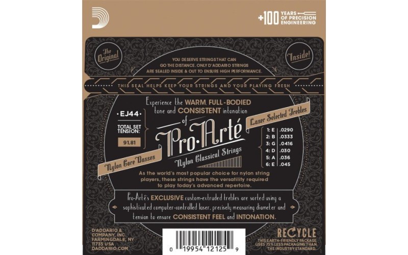 D'ADDARIO EJ44 - нейлоновые струны для классической гитары, очень сильное натяжение, Pro Arte