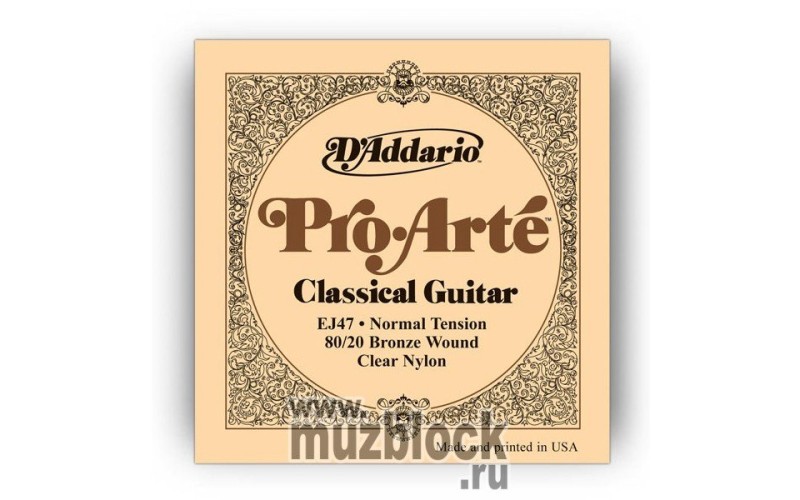 D'ADDARIO EJ47 - нейлоновые струны для классической гитары, бронза (80/20), среднее натяжение
