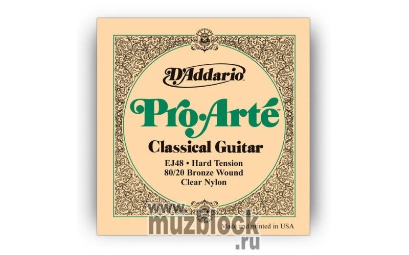 D'ADDARIO EJ48 - нейлоновые струны для классической гитары, бронза 80/20, сильное натяжение
