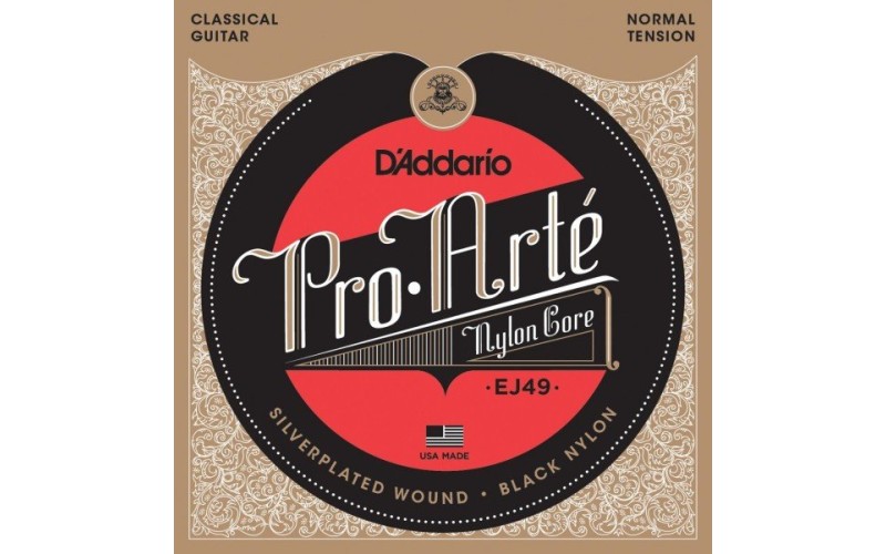 D'ADDARIO EJ49 - струны для классической гитары, черный нейлон, среднее натяжение, Pro Arte