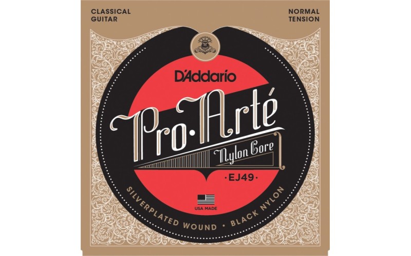 D'ADDARIO EJ49 - струны для классической гитары, черный нейлон, среднее натяжение, Pro Arte