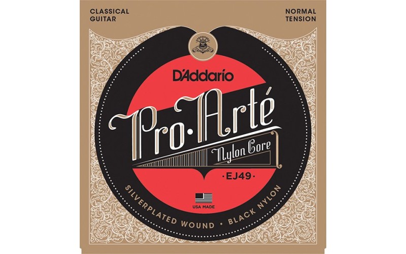 D'ADDARIO EJ49 - струны для классической гитары, черный нейлон, среднее натяжение, Pro Arte