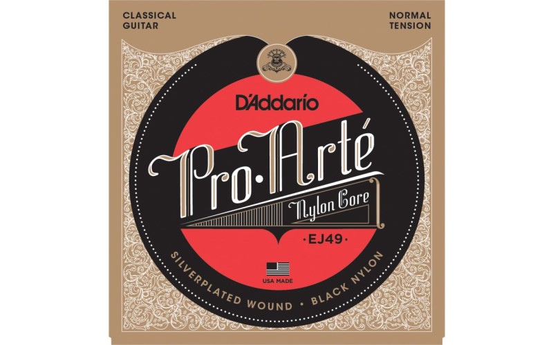 D'ADDARIO EJ49 - струны для классической гитары, черный нейлон, среднее натяжение, Pro Arte