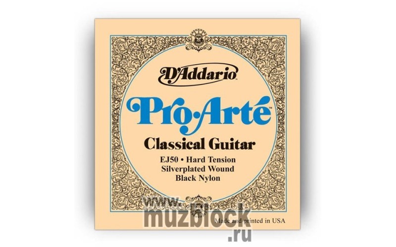D'ADDARIO EJ50 - струны для классической гитары, черный нейлон, сильное натяжение, Pro Arte