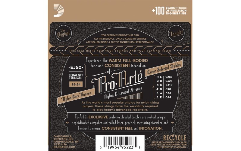 D'ADDARIO EJ50 - струны для классической гитары, черный нейлон, сильное натяжение, Pro Arte