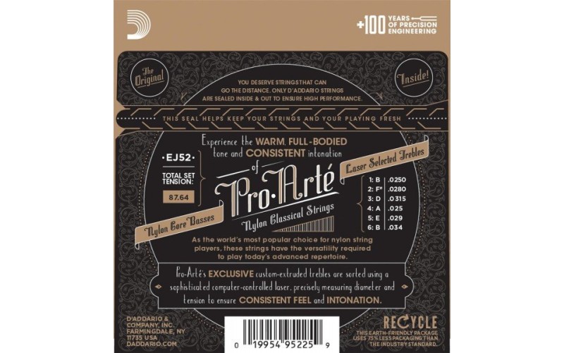 D'ADDARIO EJ52 - нейлоновые струны для классической гитары с уменьшенной мензурой, Pro Arte