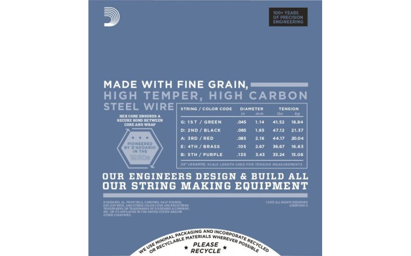 D'ADDARIO EPS165-5 - струны для 5-ти струнной бас-гитары