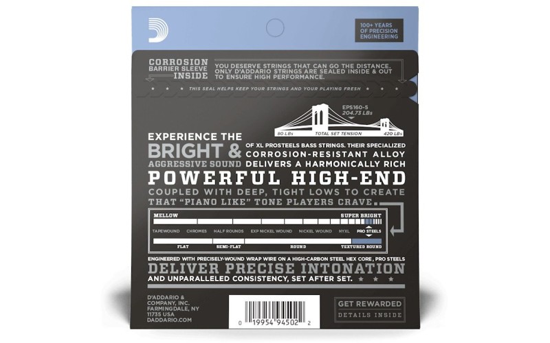 D'ADDARIO EPS165-5 - струны для 5-ти струнной бас-гитары