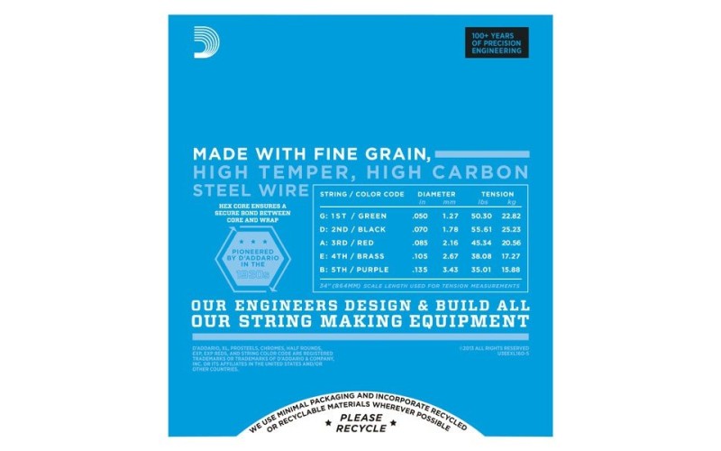 D'ADDARIO EXL160-5 - струны для 5-ти струнной бас-гитары