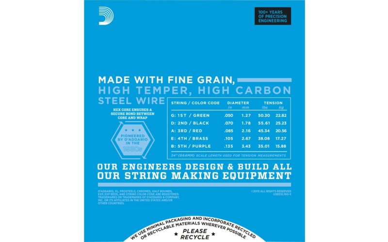 D'ADDARIO EXL160-5 - струны для 5-ти струнной бас-гитары