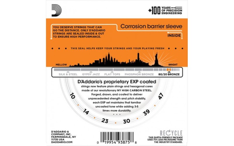 D'ADDARIO EXP10 - струны для акустической гитары