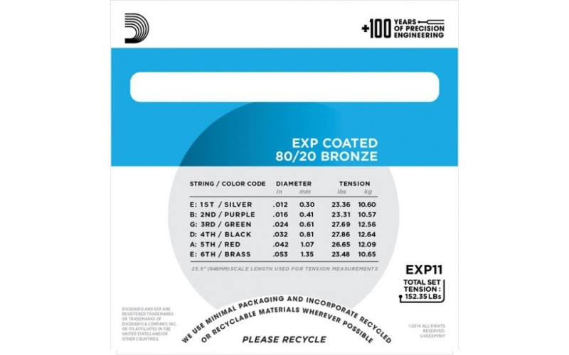 D'ADDARIO EXP11 - струны для акустической гитары