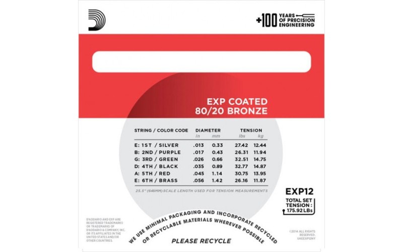D'ADDARIO EXP12 - струны для акустической гитары