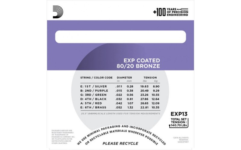 D'ADDARIO EXP13 - струны для акустической гитары