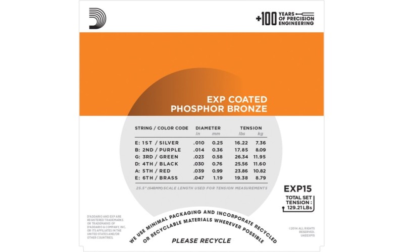 D'ADDARIO EXP15 - струны для акустической гитары