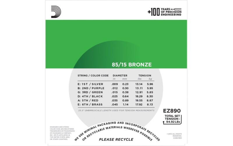 D'ADDARIO EZ890 - струны для акустической гитары