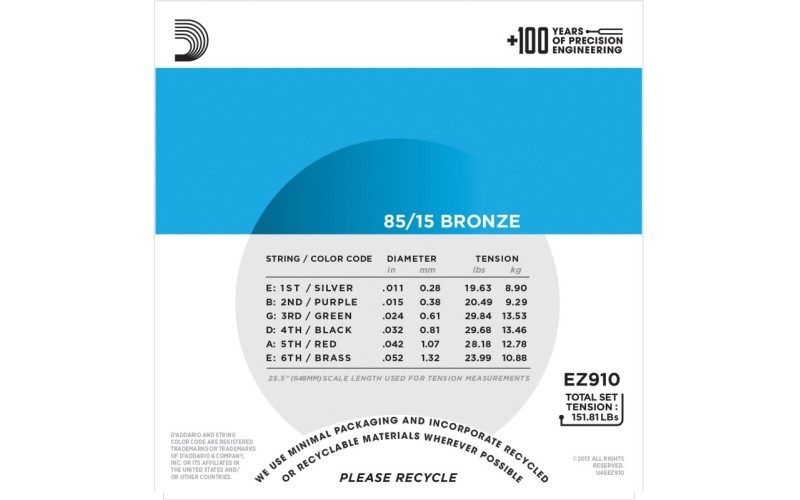 D'ADDARIO EZ910 - струны для акустической гитары