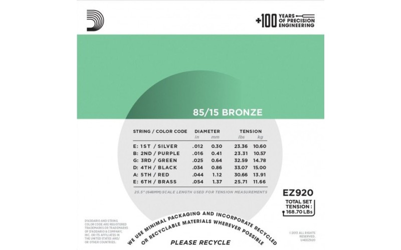 D'ADDARIO EZ920 - струны для акустической гитары