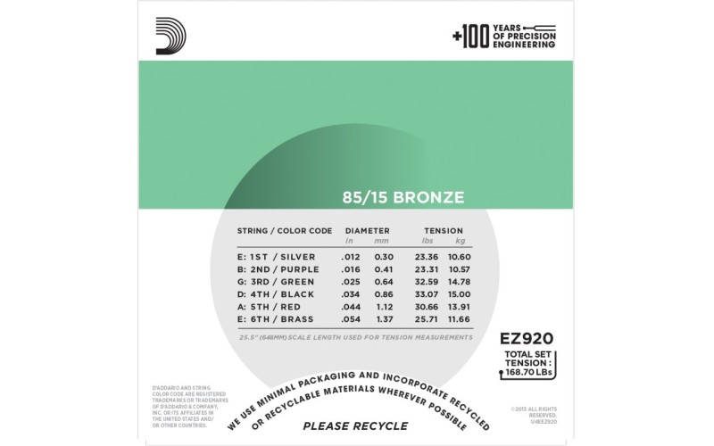 D'ADDARIO EZ920 - струны для акустической гитары