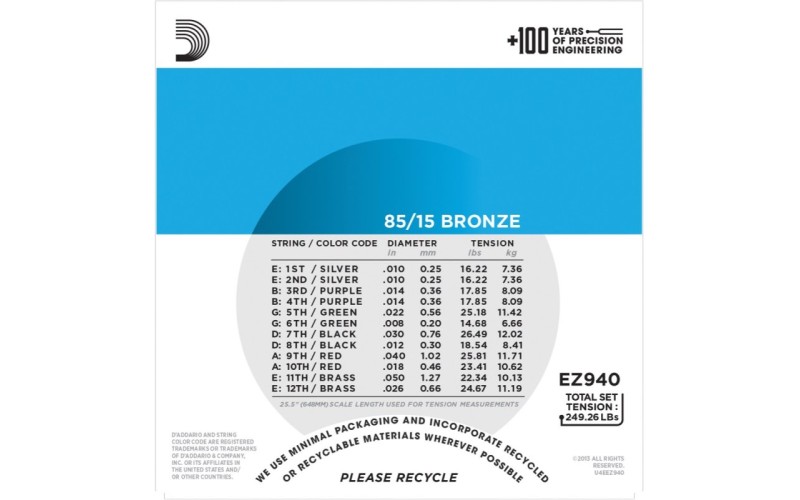 D'ADDARIO EZ940 - струны для 12-струнной гитары