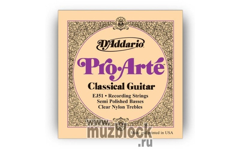 D'ADDARIO EJ51 - студийные нейлоновые струны для классической гитары, Pro Arte