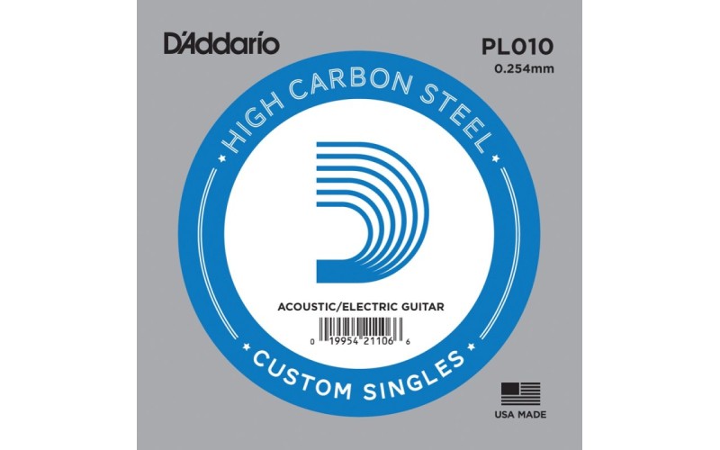 D'ADDARIO PL010 - Plain Steel - одиночная струна .010