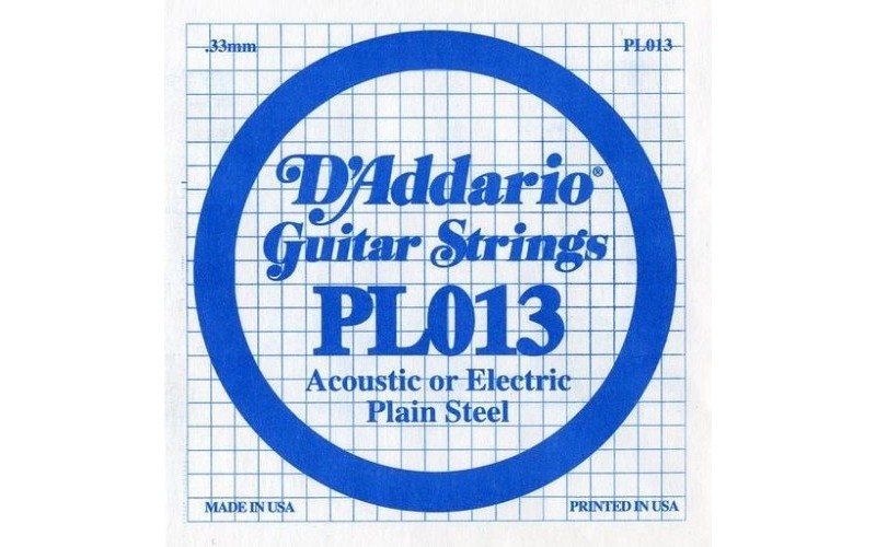 D'ADDARIO PL013 - Plain Steel - одиночная струна .013