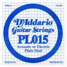 D'ADDARIO PL015 - Plain Steel - одиночная струна .015