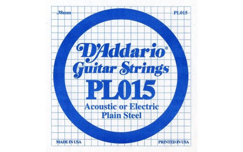 D'ADDARIO PL015 - Plain Steel - одиночная струна .015