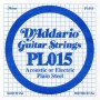 D'ADDARIO PL015 - Plain Steel - одиночная струна .015